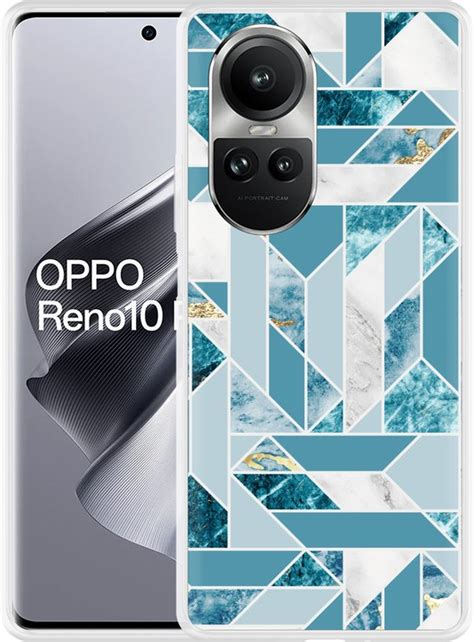 Cazy Hoesje Geschikt Voor Oppo Reno Pro G Blauw Marmer Patroon Bol