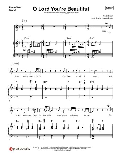 O Lord You Re Beautiful Choral Anthem Satb Sheet Music Pdf Chris