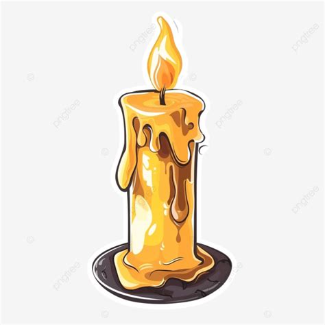 Burning Candle Sticker Burning Candle Light Png Transparent Image