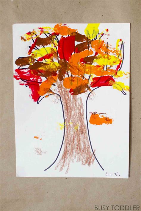 Simple Fall Tree With Cotton Rounds Busy Toddler