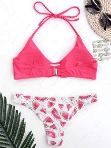 Cut Out Watermelon Strappy Bikini In Pink Zaful