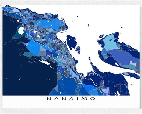 Nanaimo Map Print Map of Nanaimo BC Canada Blue Nanaimo Wall - Etsy