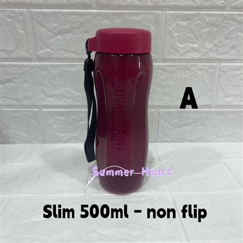 Tupperware Slim Eco Bottle 1l 750ml 500ml 310ml Flip Top With Straw With Handle