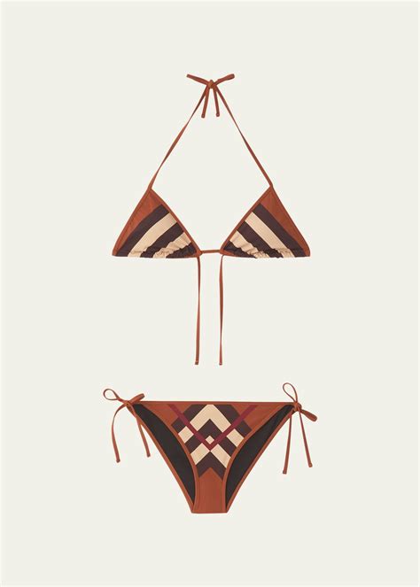 Burberry Cobb Check Triangle Two Piece Bikini Set Bergdorf Goodman