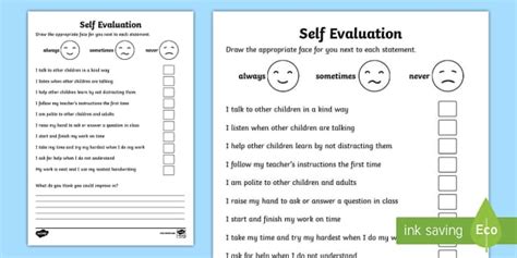 Self Evaluation Sheet Activity Feedback Form Twinkl