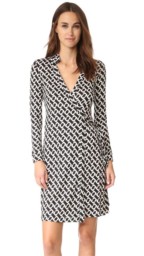 Diane Von Furstenberg New Jeanne Two Print Silk Wrap Dress In White