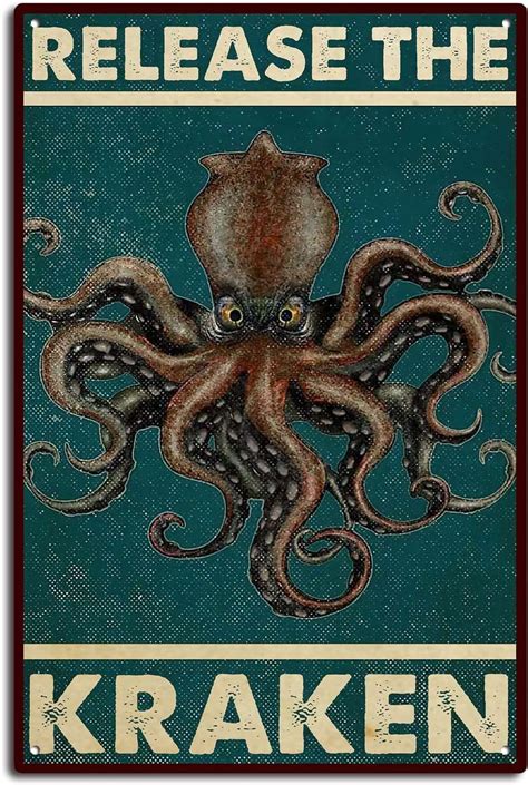 Amazon Funny Metal Tin Signs Release The Kraken Signs Most Iconic