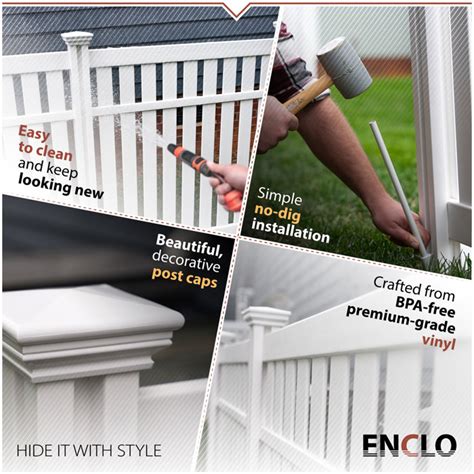 Enclo 4 ft. H x 3.6 ft. W Hartford White Vinyl No-Dig Outdoor Privacy ...