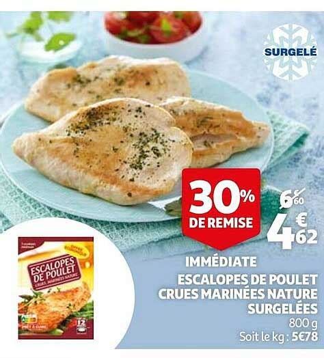 Promo Escalopes De Poulet Crues Marinées Nature Surgelées chez Auchan