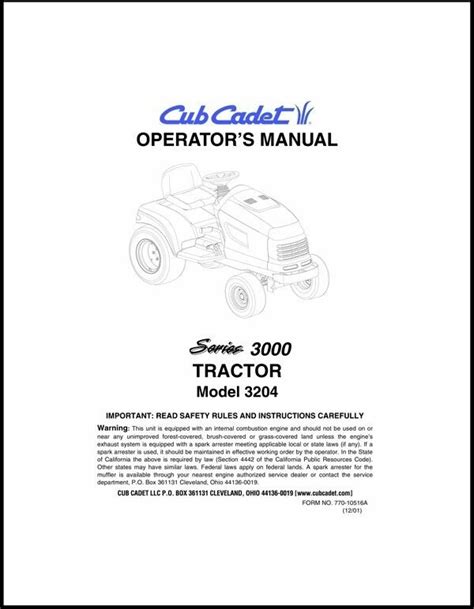 Cub Cadet Model No3204 Manuals Combo Package Ebay