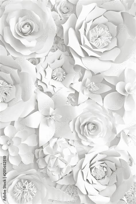 White paper flower wall, floral background, bridal bouquet, wedding card, greeting card template ...