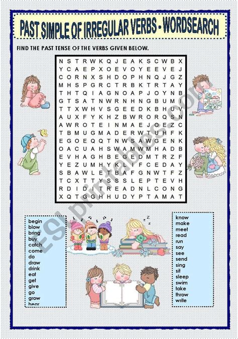 Past Simple Irregular Verbs Wordsearch Esl Worksheet By Macomabi