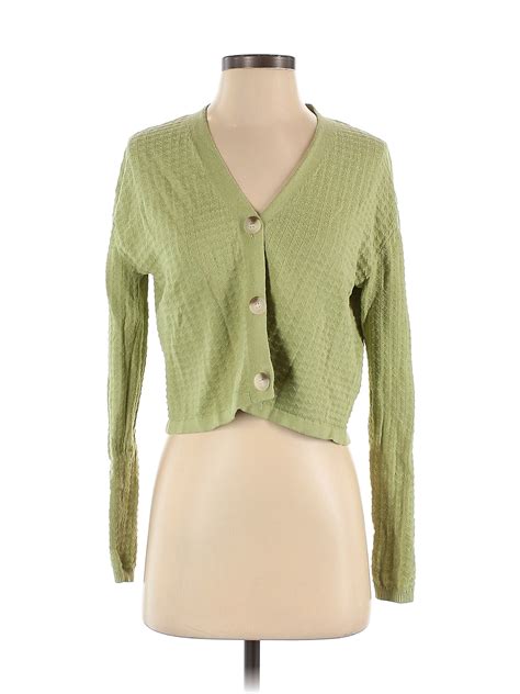 Billabong Cotton Color Block Solid Green Cardigan Size S Off