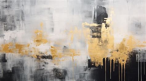 Graceful Abstract Painting With Black And Gold Atmospheric Effects And ...