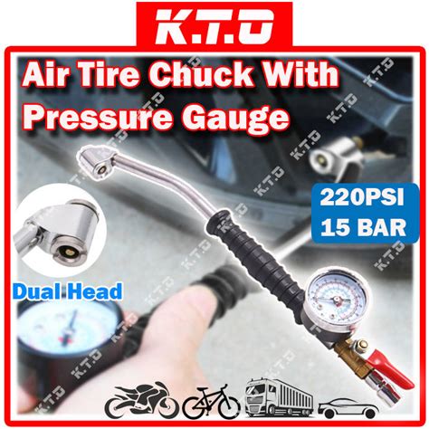 220 Psi Air Tyre Pressure Inflator Gauge Monitor Hand Operated Car