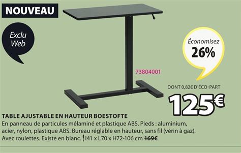 Promo Table Ajustable En Hauteur Boestofte Chez JYSK