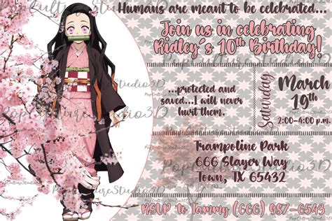 Anime Theme Birthday Party Invitation Made To Order Digital File Etsy