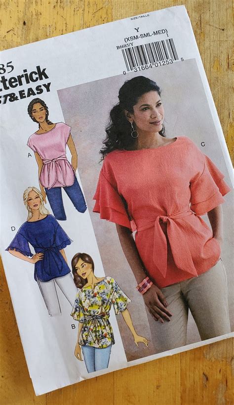 Uncut Butterick B6685 Sewing Pattern Fast And Easy Misses Top And Sash