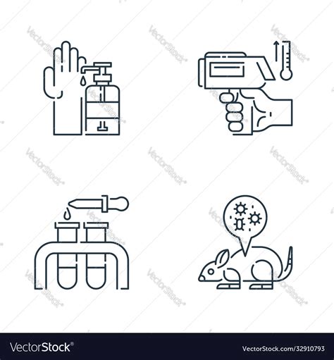 Virus Transmission Line Icons Linear Set Quality Vector Image