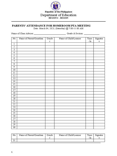 Hrpta Attendance Template2022 1 Pdf