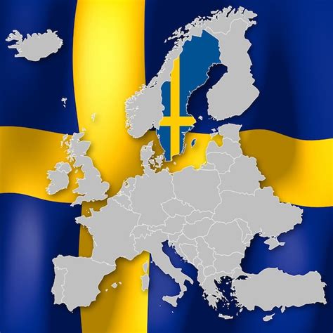 Fronteras Y Bandera De Suecia Seleccionadas En El Mapa De Europa Foto