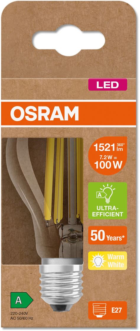 Osram LED Leuchtmittel E27 Glühlampenform 7 2 W 1521 lm Klar 10 5 x 6