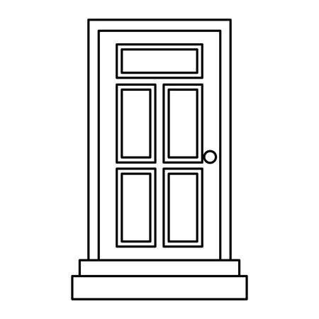 An Open Door With Three Panes On The Front And Side In Black And White