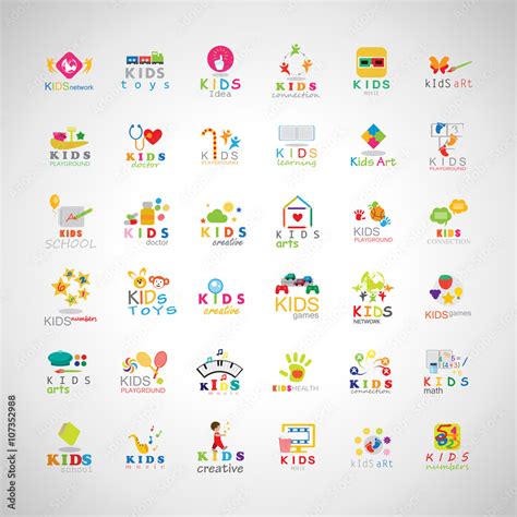 Children Icons Set Isolated On Gray Backgroundvector Illustration