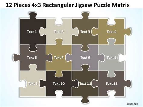 Business Diagram 12 Pieces 4x3 Rectangular Jigsaw Puzzle Matrix ...