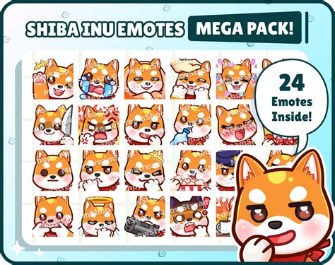 Twitch Emote Cute Shiba Inu Mega Pack Emotes Emotes Etsy