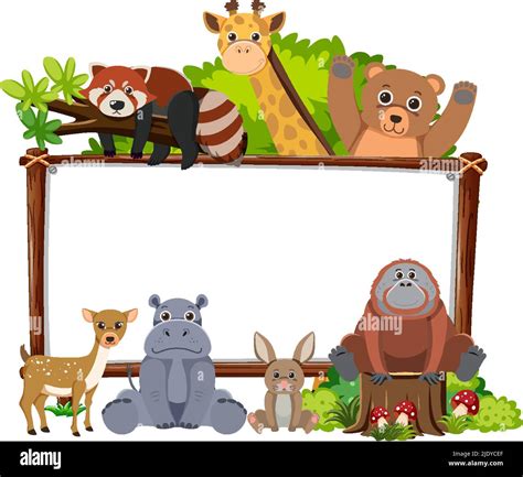 Blank board with wild animals illustration Stock Vector Image & Art - Alamy