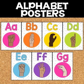 Alphabet Posters,Bright Classroom Decor, ASL Poster, ASL Letters ...