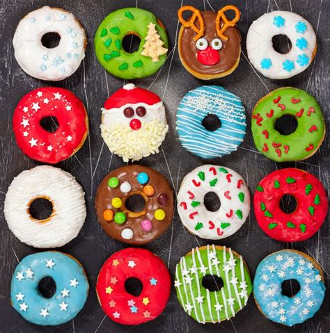 Set Of Christmas Donuts Featuring Donut Christmas And Xmas