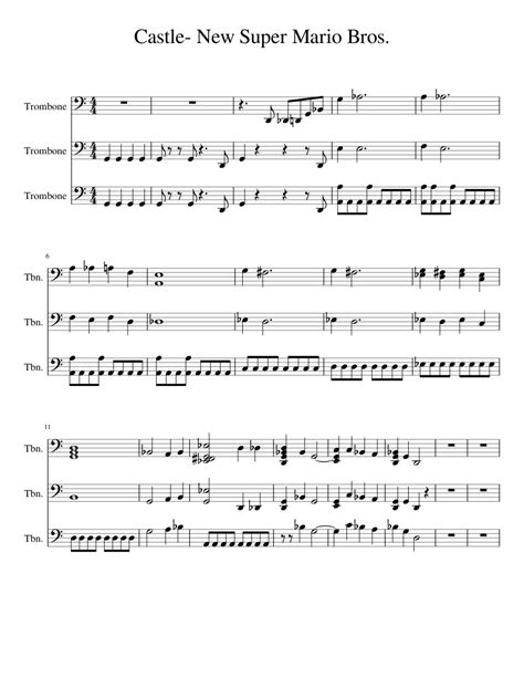 Castle New Super Mario Bros Sheet Music For Trombone Mixed Trio