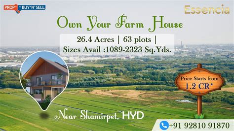 ESSENCIA Luxury Urban Farm Lands In Hyderabad SHAMIRPET Sizes 1089