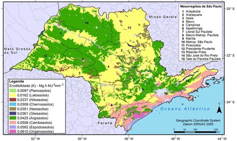 1 Mapa da erodibilidade dos solos do Estado de São Paulo fator K