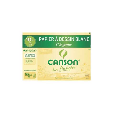 Canson Papier dessin Blanc à grain A4 210 x 297 mm 125G