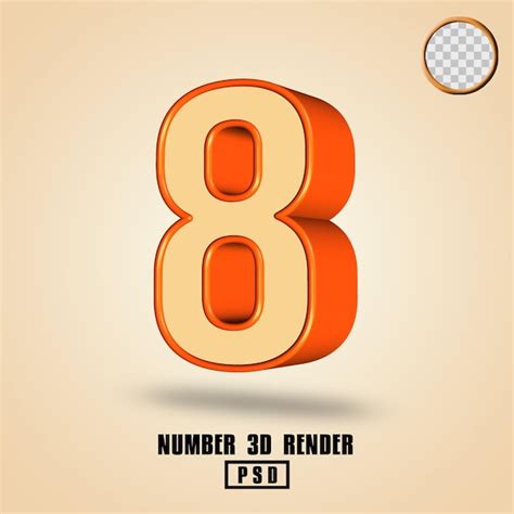 Premium Psd 3d Render Number 8 Cream Orange Color