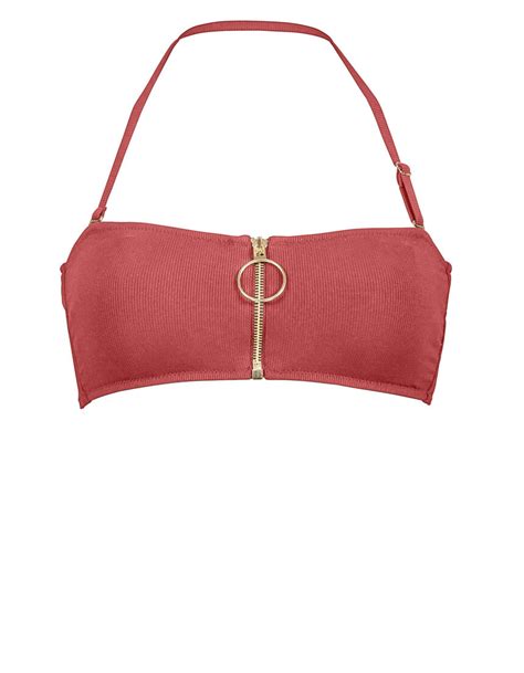 Watercult Summer Solids Bandeau Bikini Top Rebel Rose