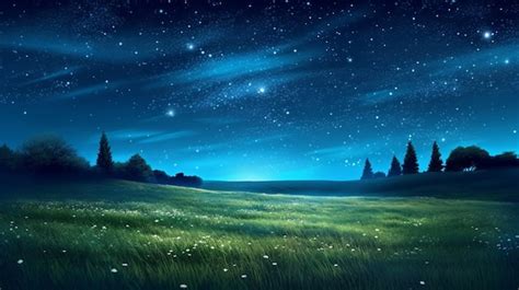 Premium AI Image | Night sky with stars and grass generative ai