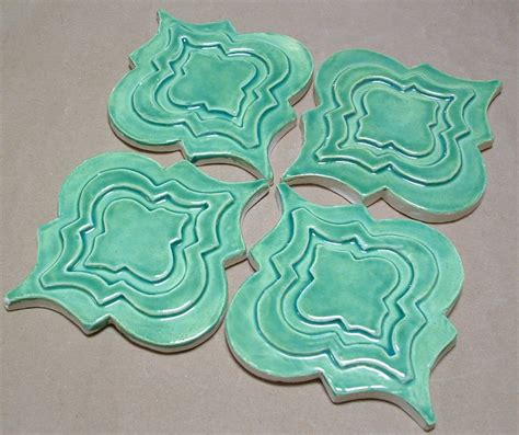 Arabesque Tile 1 Square Foot Foliage Green Handmade Tile Etsy