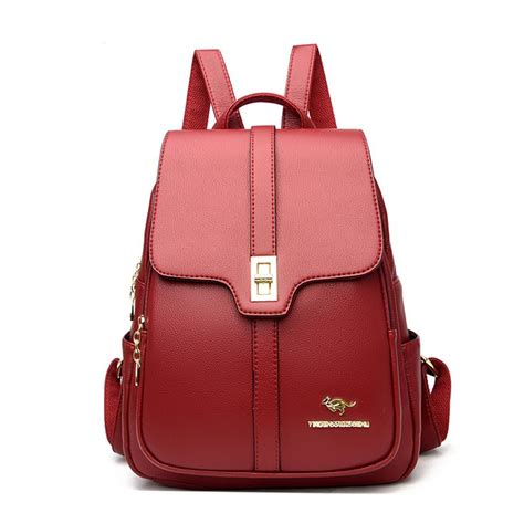 Flap Pattern Leather Designer Backpack Bagyoho Leather Womens Backpack Leather Backpack