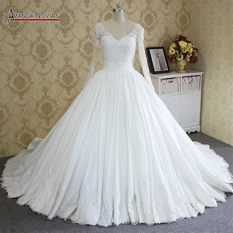 2017 Hot Sale Long Sleeve Ball Gown Amanda Novias Real Wedding Dress