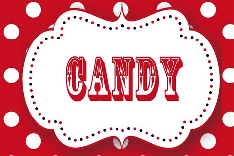 10 Red And White Polka Dot Candy Buffet Labels By Tiniposh On Etsy