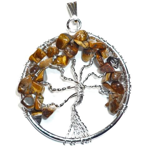 Pendentif Arbre De Vie Oeil De Tigre Au Del Des Mondes