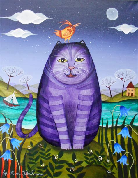 Justin Abelman Naïve Artist Cat art Naive art Cat colors