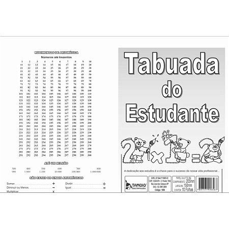 Caderno De Tabuada Tabuada Do Estudante Folhas Digital