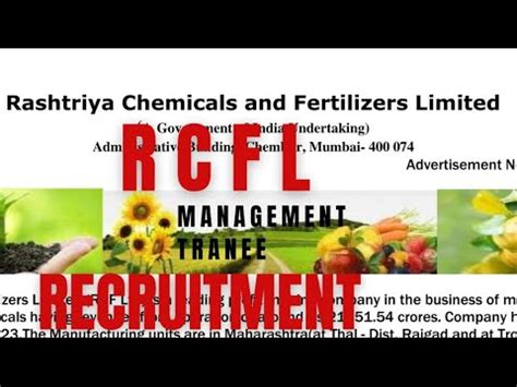 Rastriya Chemical And Fertilizer Limited RCFL 2024 Requirement For