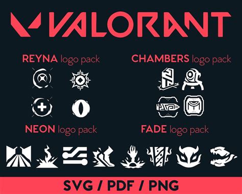 Valorant Agents Svg Png Pdf Abilities Fade Neon Chambers Reyna Riot