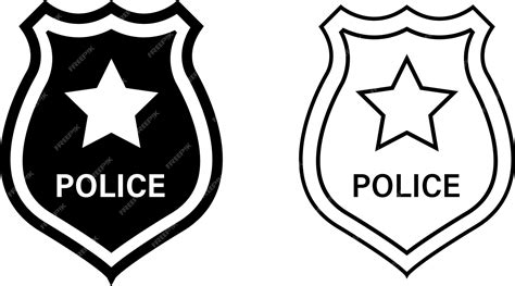 Premium Vector Police Badge Iconvector Isolated Black And Linear